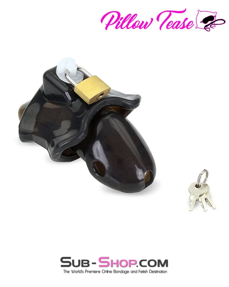 3459AR-SIS      Spiked Black Locking Silicone Sissy Chastity Cage with Ball Stretching Cock Ring