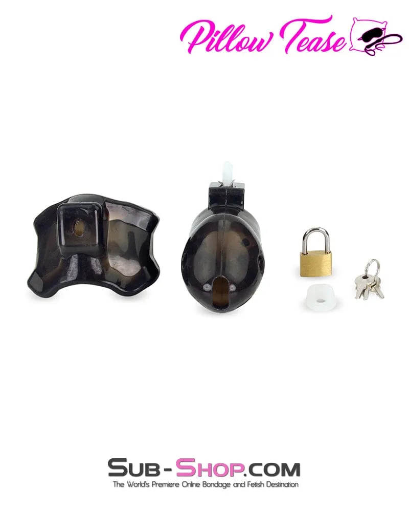 3459AR-SIS      Spiked Black Locking Silicone Sissy Chastity Cage with Ball Stretching Cock Ring