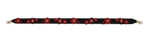 3D Flower Clusters Guitar Strap in Black and Red