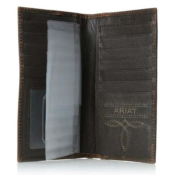 Ariat Rowdy Brown Shield Logo Rodeo Wallet