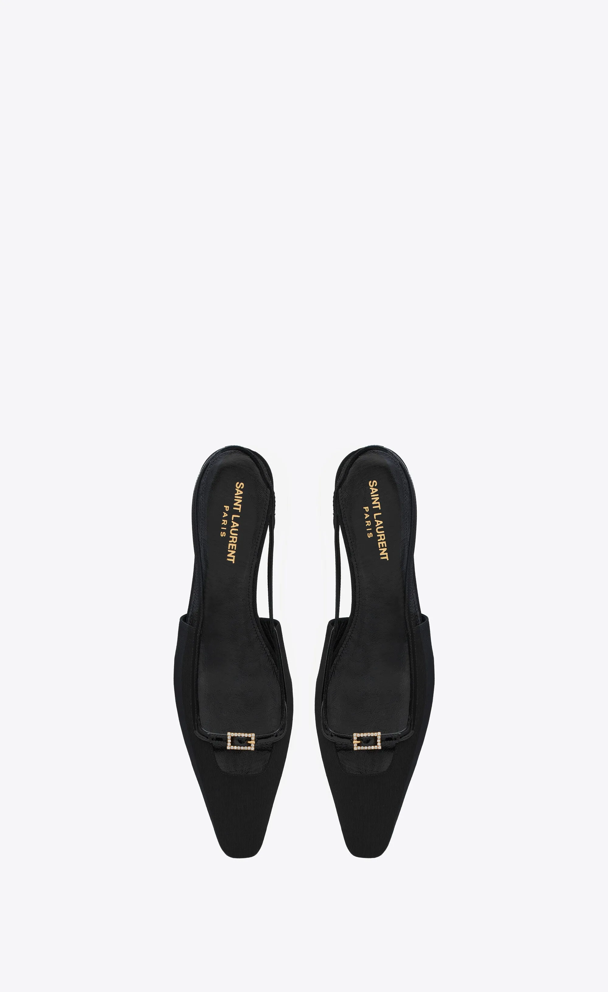 Blade Slingback Flats In Ottoman Fabric And Patent Leather