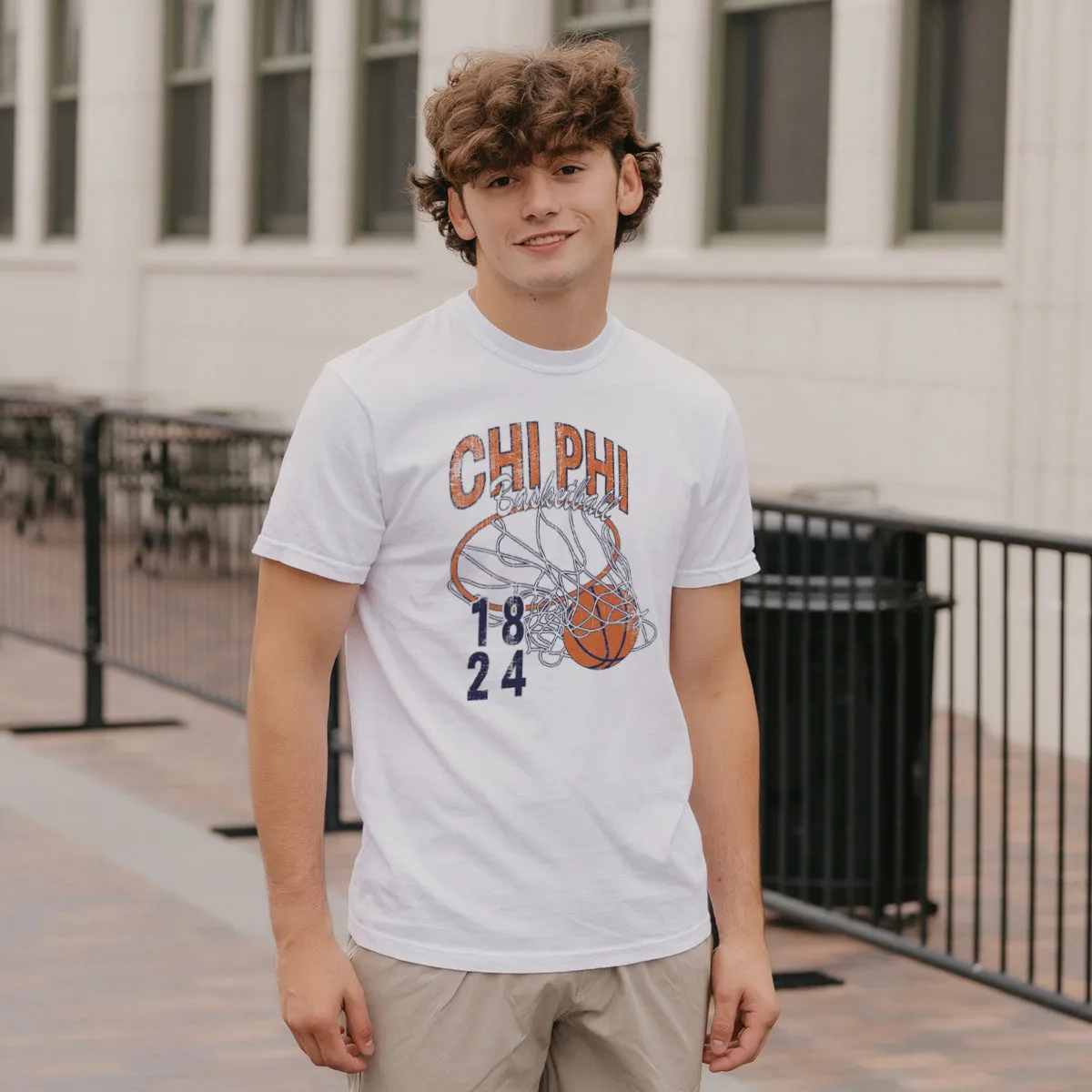 Chi Phi Comfort Colors Retro Basketball Short Sleeve Tee