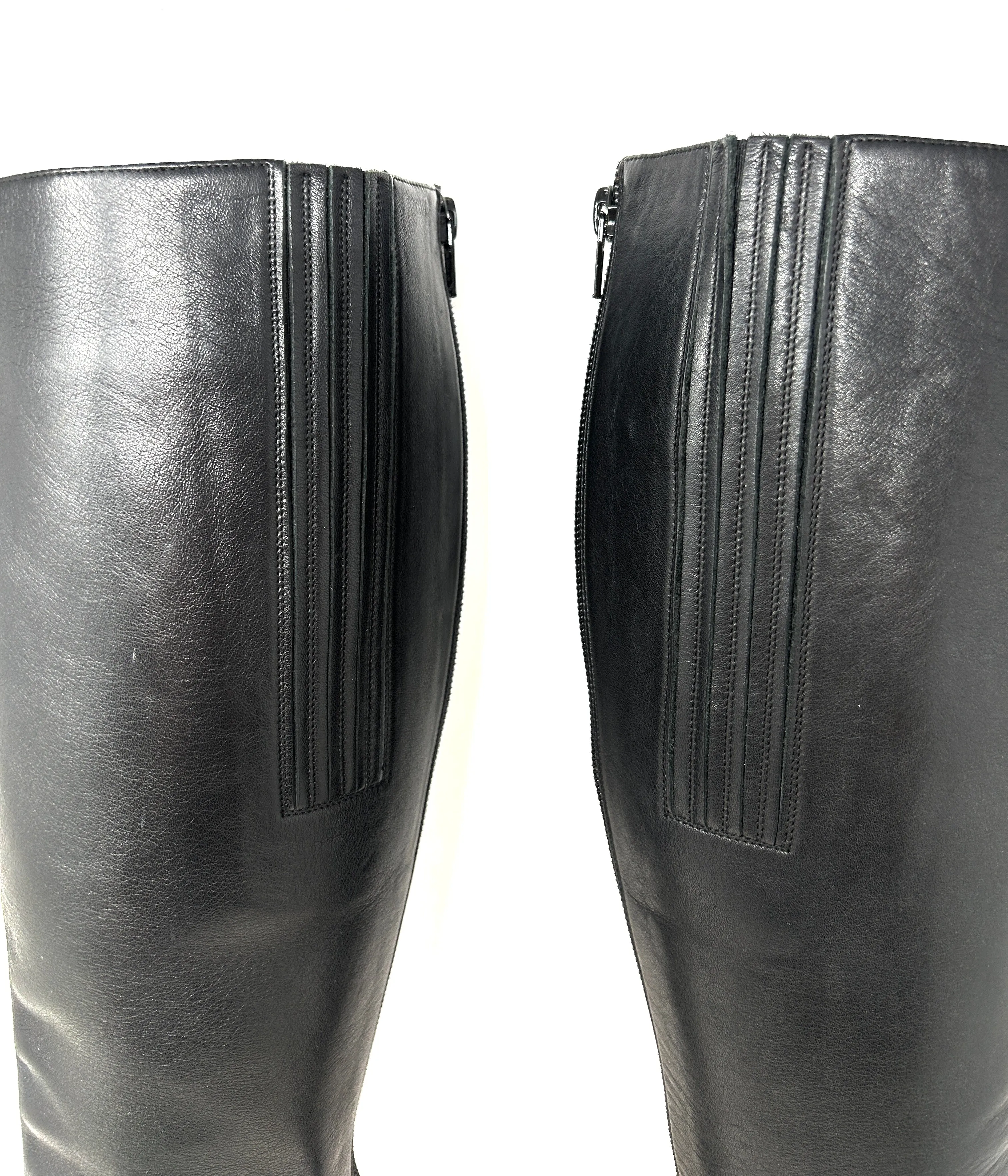 Christian Louboutin Alti Botte 120 Black Leather Knee High Platform Boots 38.5 UK 5.5