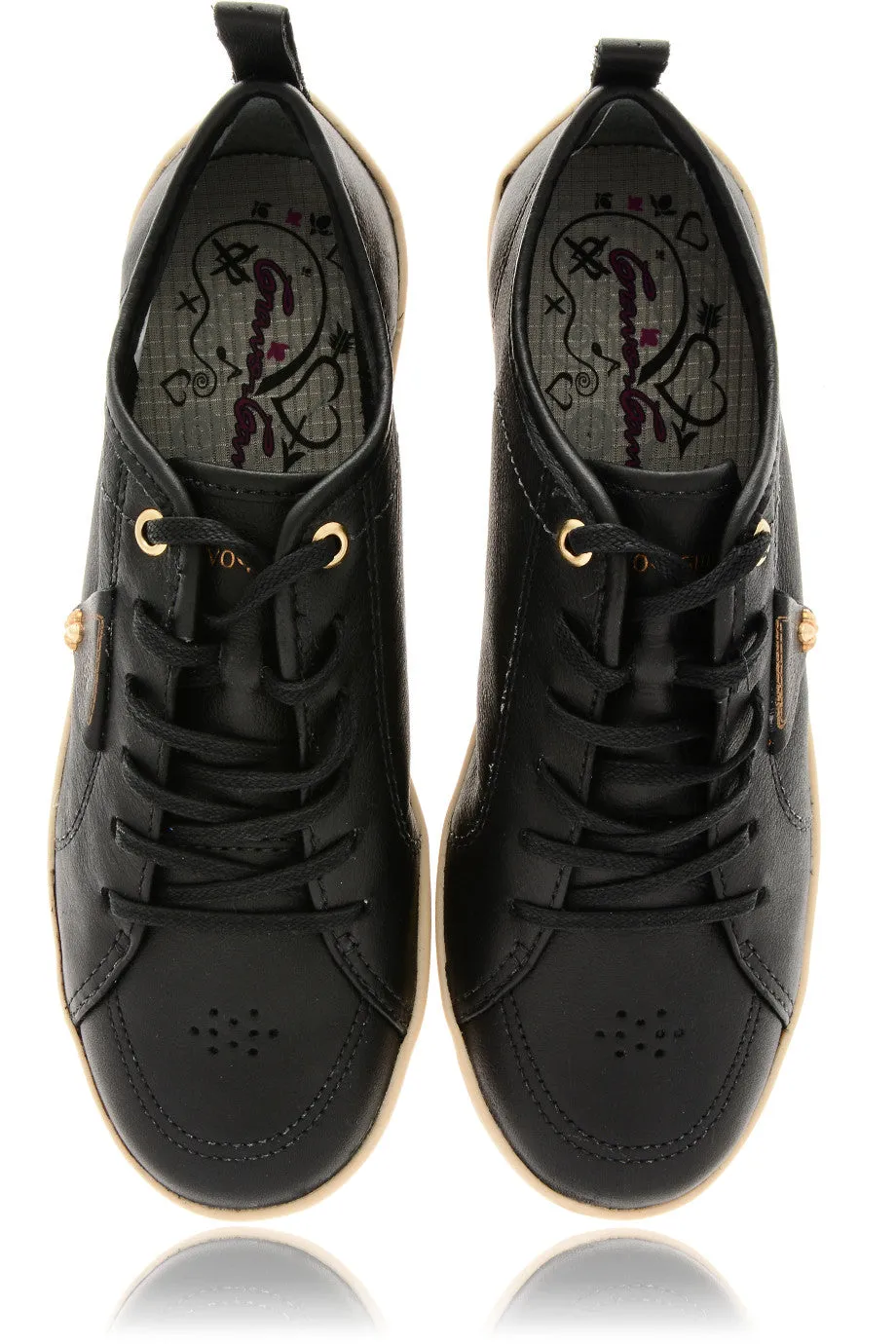 CRAVO & CANELA LOLLY Black Leather Sneakers