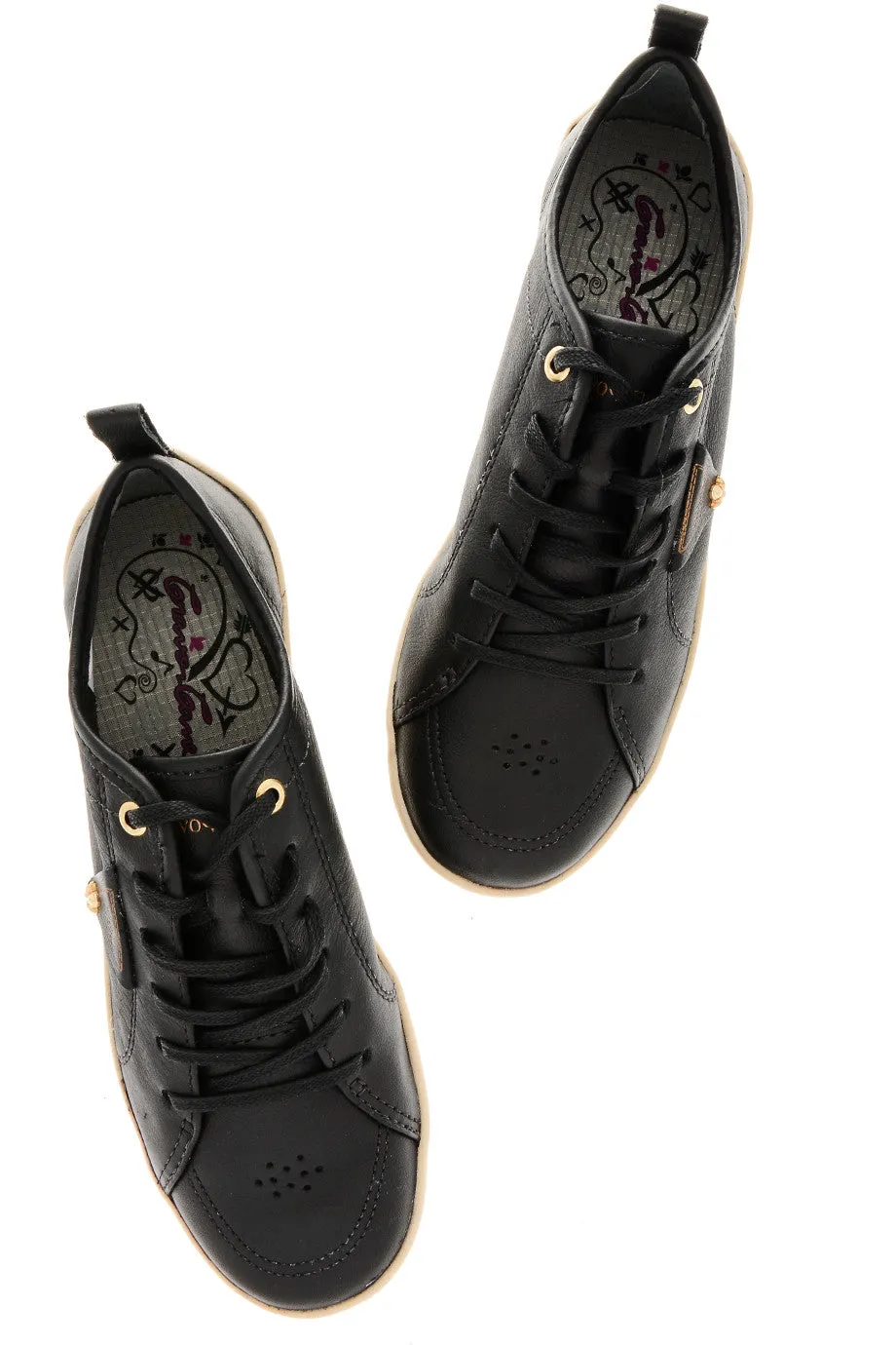 CRAVO & CANELA LOLLY Black Leather Sneakers