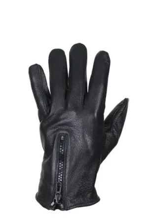 Deer Skin Leather Gloves W/ Zipper - Black, GLD116-22-DL