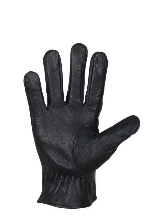 Deer Skin Leather Gloves W/ Zipper - Black, GLD116-22-DL