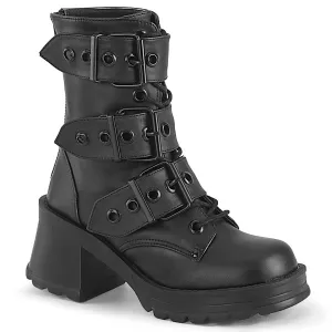 Demonia BRATTY-118 | Black Vegan Leather Ankle Boots