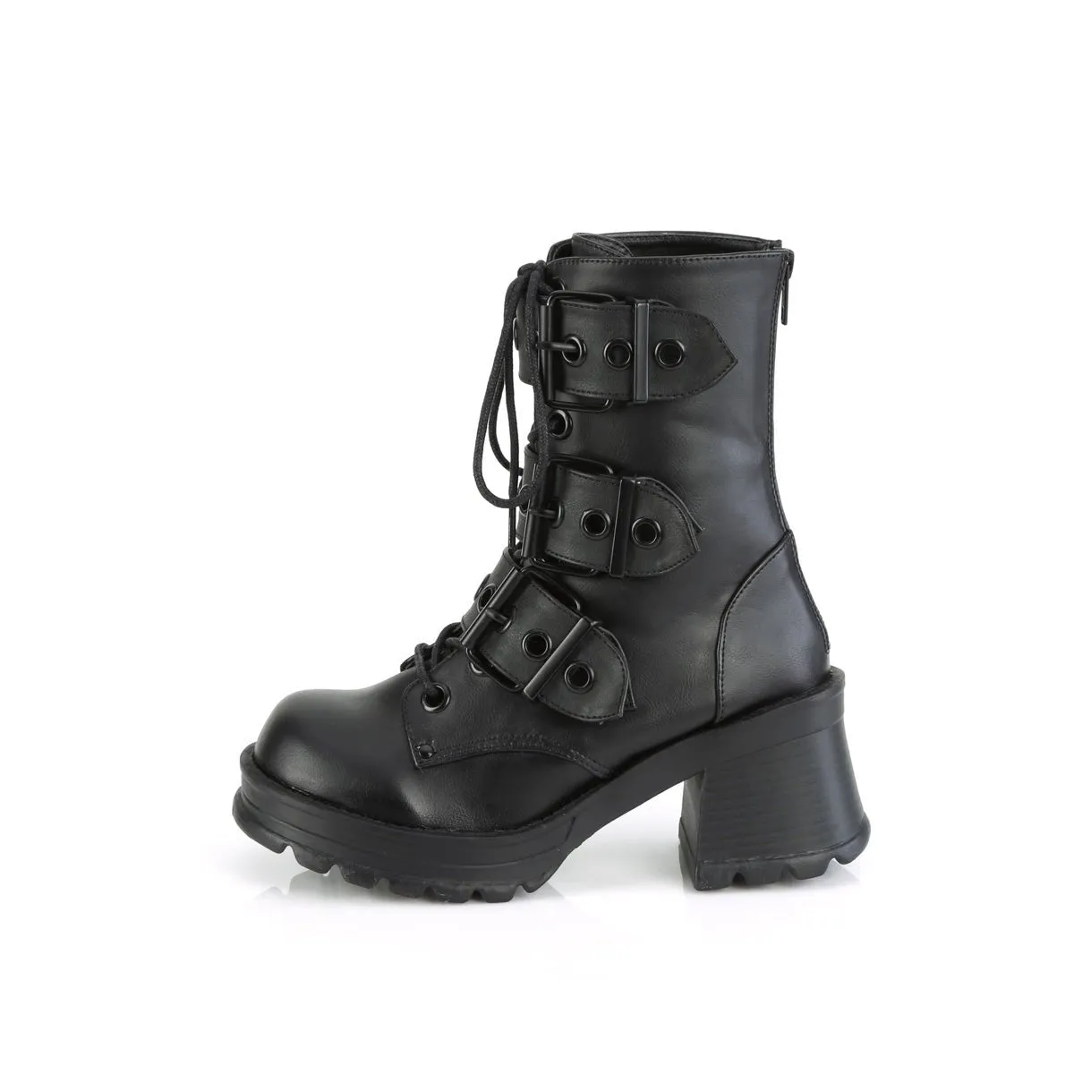 Demonia BRATTY-118 | Black Vegan Leather Ankle Boots