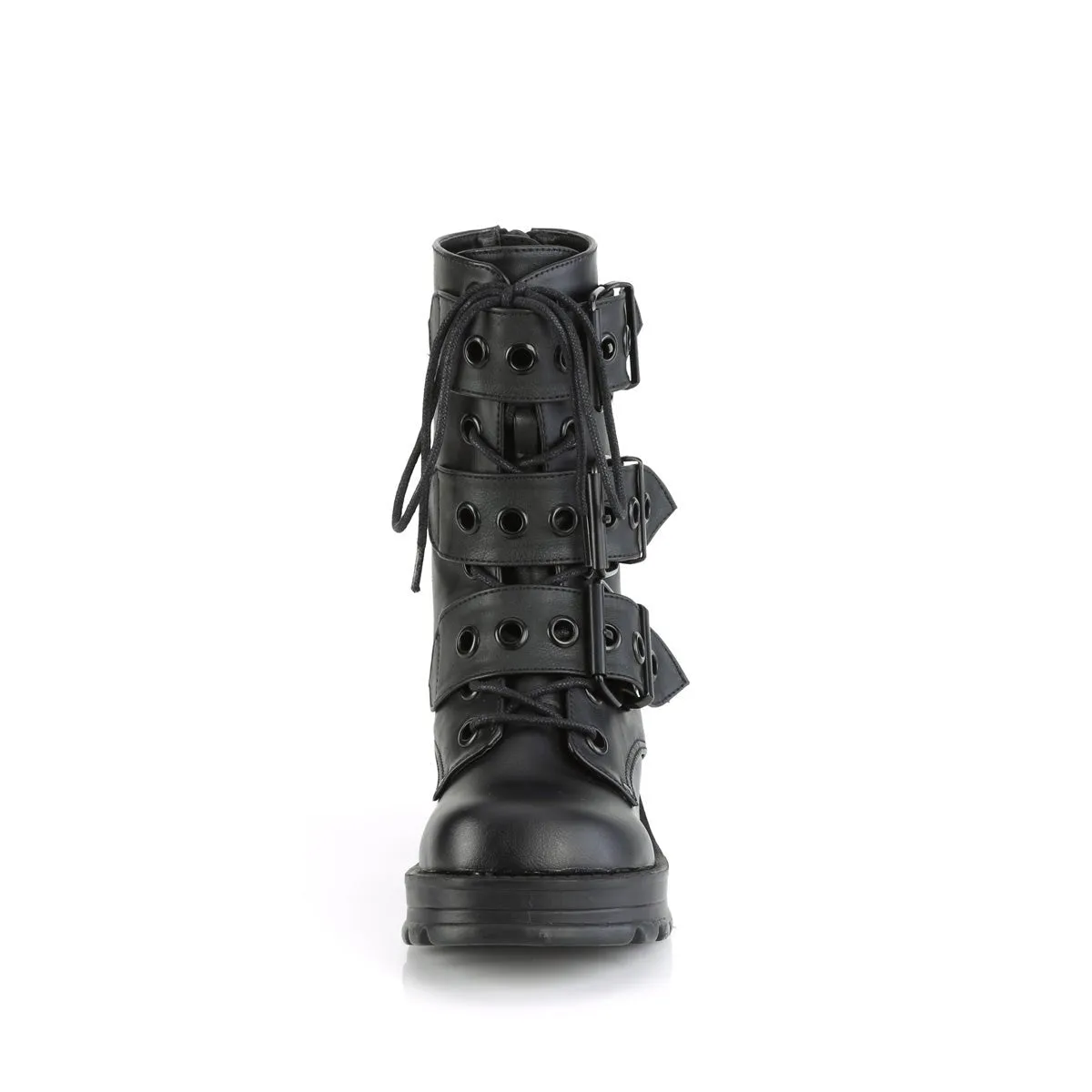 Demonia BRATTY-118 | Black Vegan Leather Ankle Boots