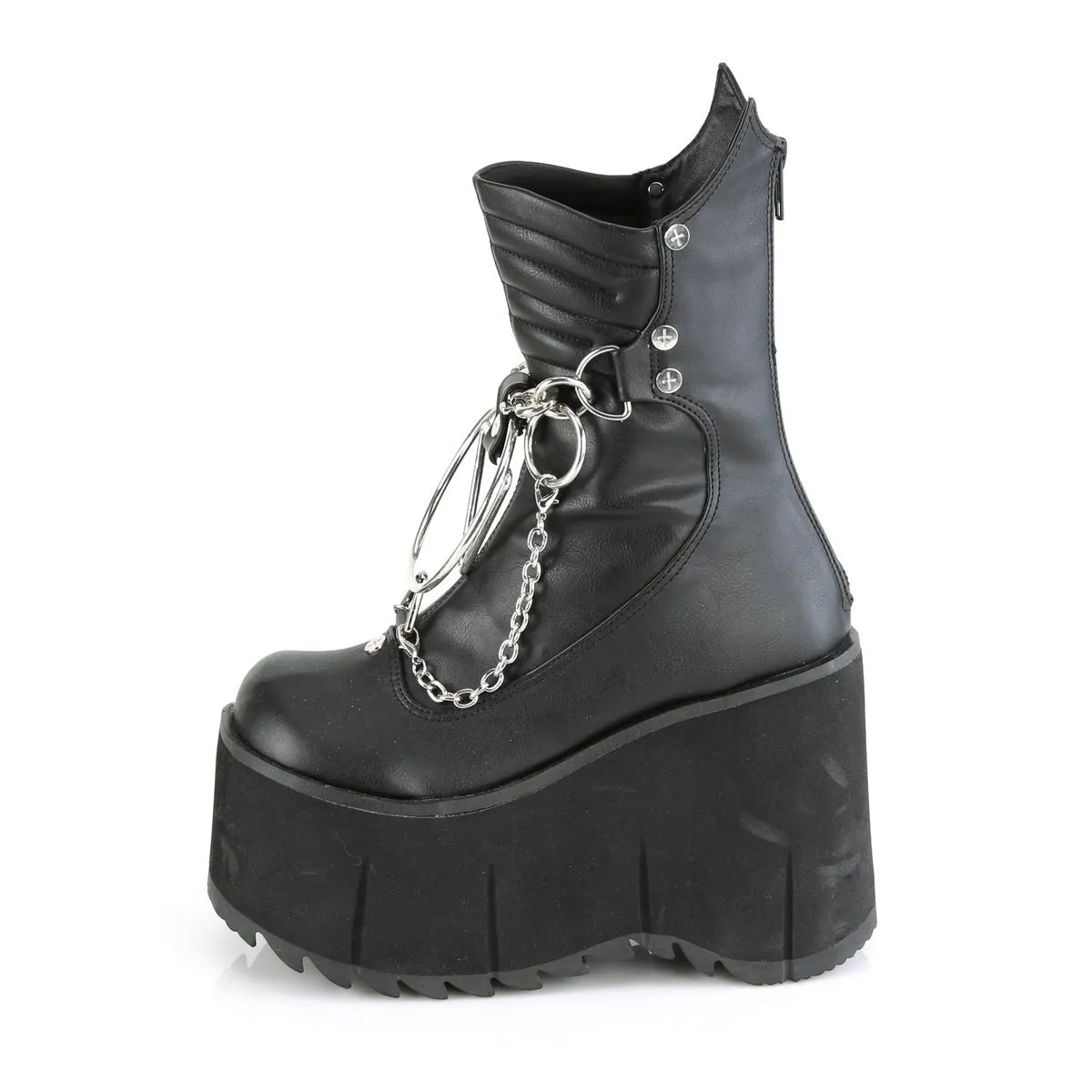 Demonia KERA-130 | Black Vegan Leather Ankle Boots