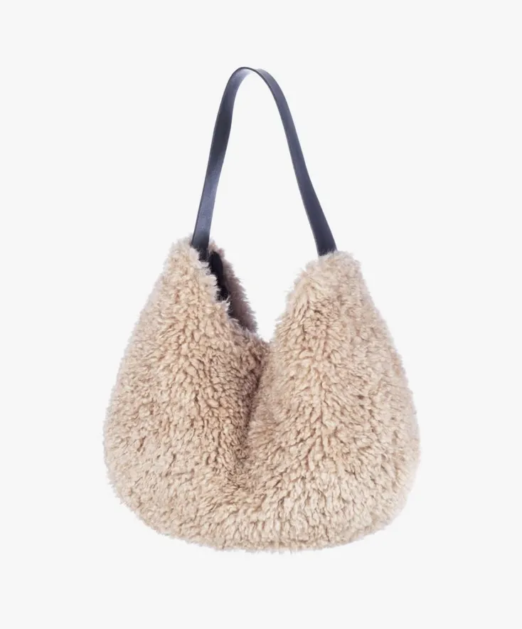 Faux Sheepskin Slouchy Bag