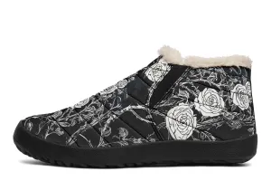 Fragile Rose Winter Sneakers - Warm & Easy Slip-On Shoes Lined with Vegan Wool with Anti-Slip Soles