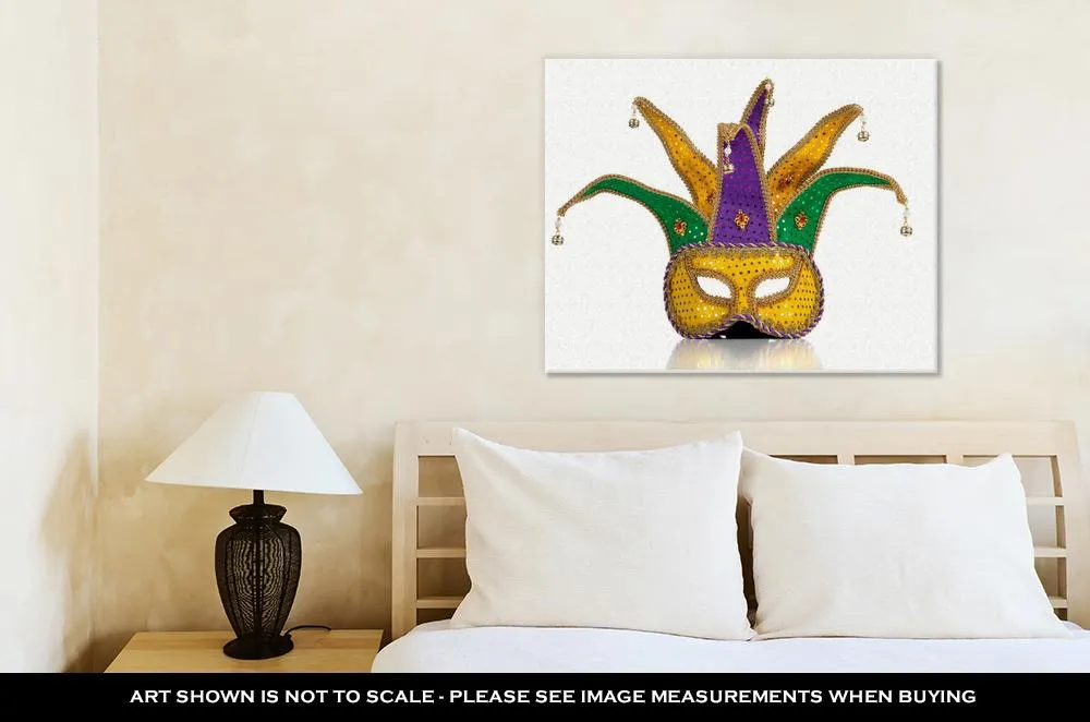 Gallery Wrapped Canvas, Gold Purple And Green Mardi Gra Mask