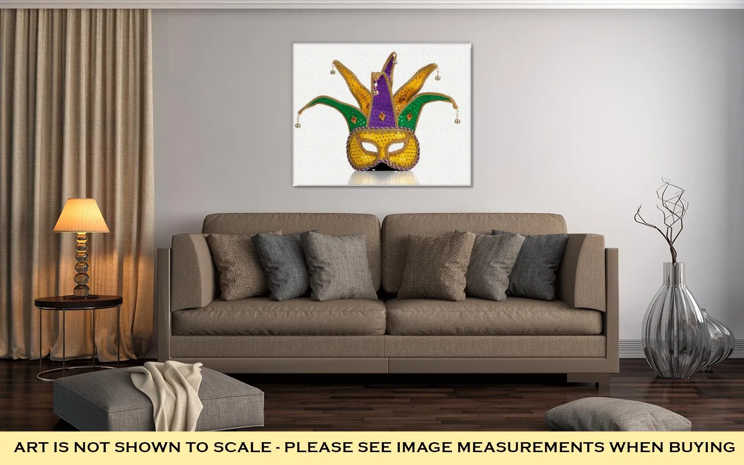 Gallery Wrapped Canvas, Gold Purple And Green Mardi Gra Mask