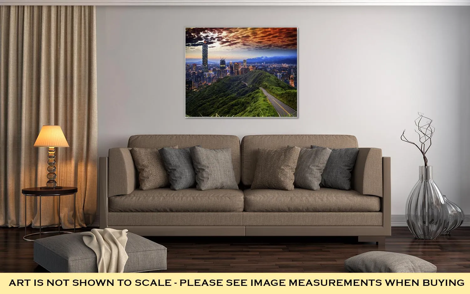 Gallery Wrapped Canvas, Imageng Of Skyline Of Xinyi District In Downtown Taipei Taiwan