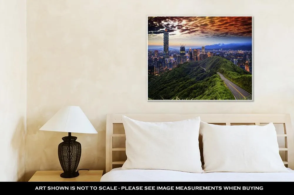 Gallery Wrapped Canvas, Imageng Of Skyline Of Xinyi District In Downtown Taipei Taiwan