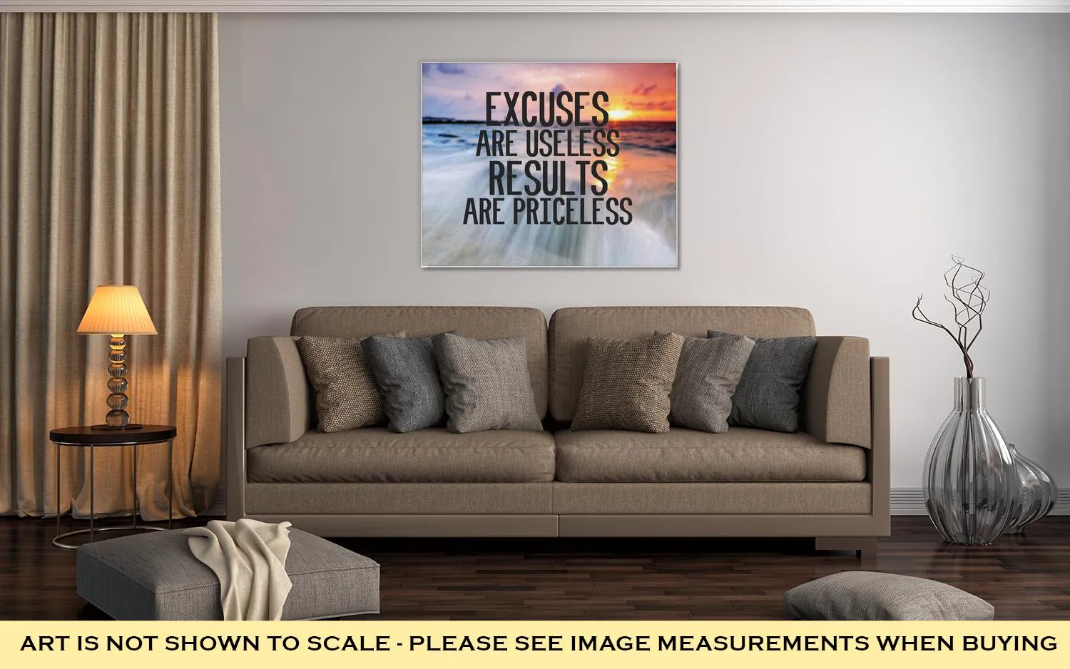 Gallery Wrapped Canvas, Inspirational And Motivational Quote With Phrase Excuses Are Useless Results