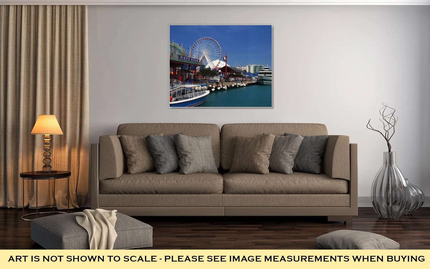 Gallery Wrapped Canvas, Looking Down Navy Pier On Sunny Day In Chicago