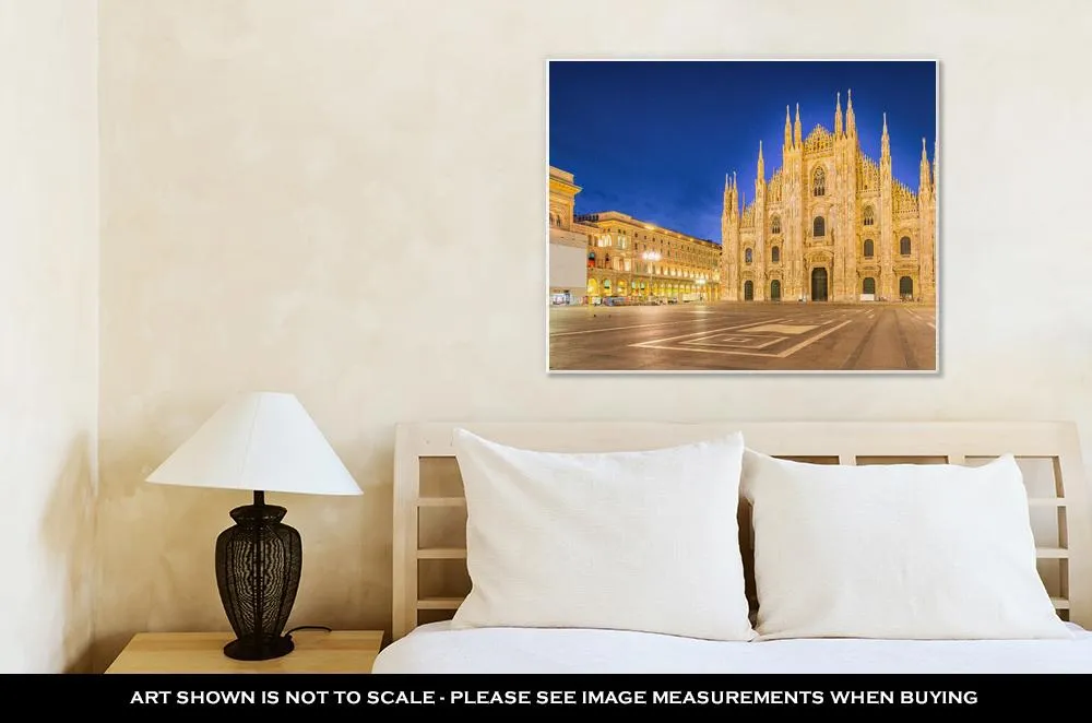 Gallery Wrapped Canvas, Night At The Duomo Of Milan Cathedral In Italy