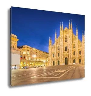 Gallery Wrapped Canvas, Night At The Duomo Of Milan Cathedral In Italy