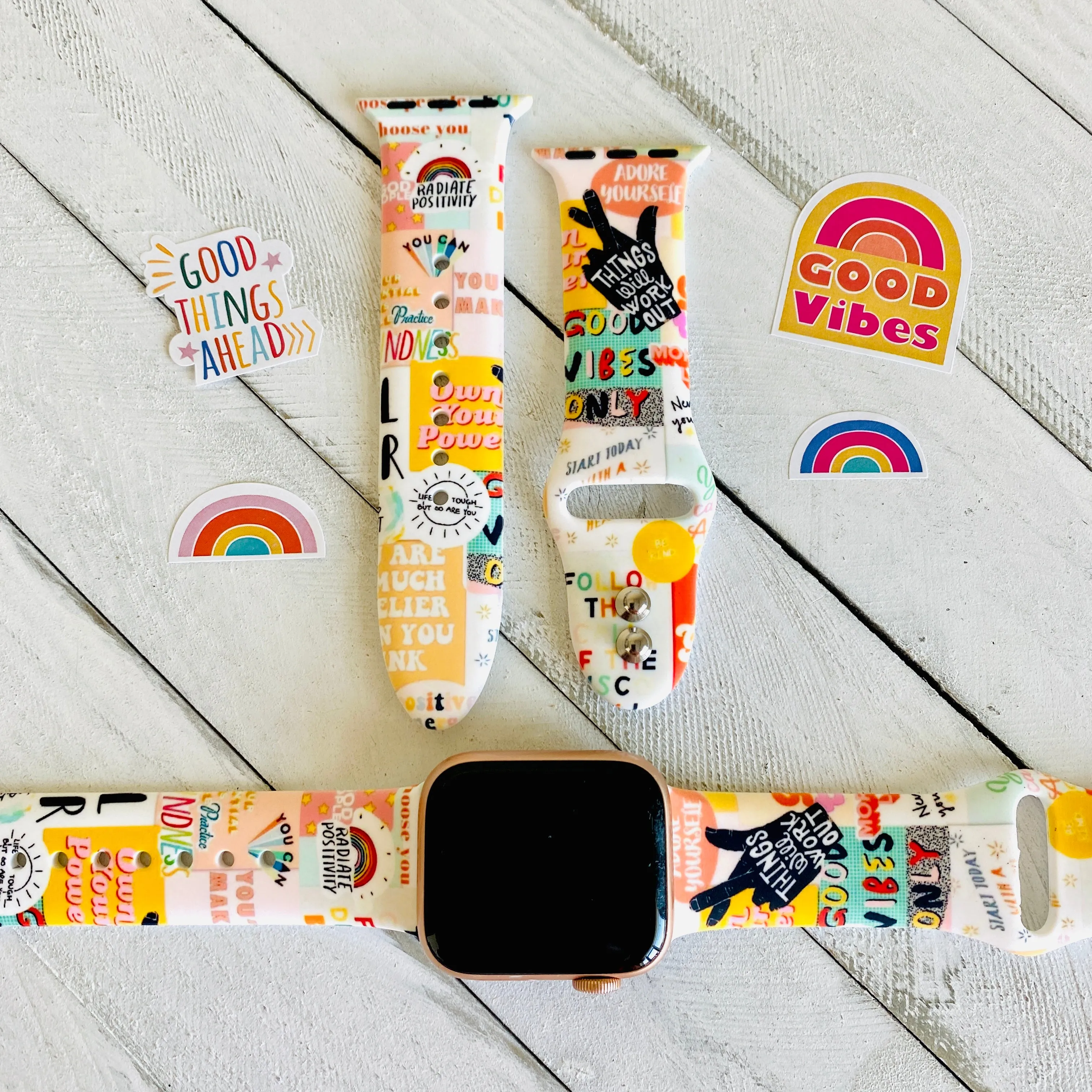 Good Vibes Print Silicone Band For Apple Watch