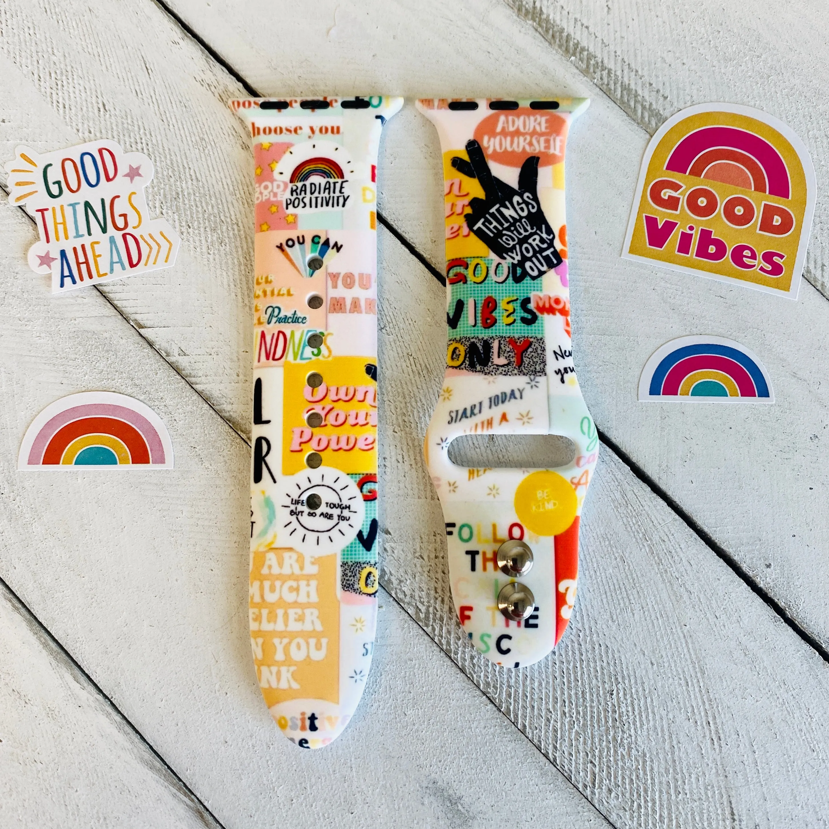 Good Vibes Print Silicone Band For Apple Watch