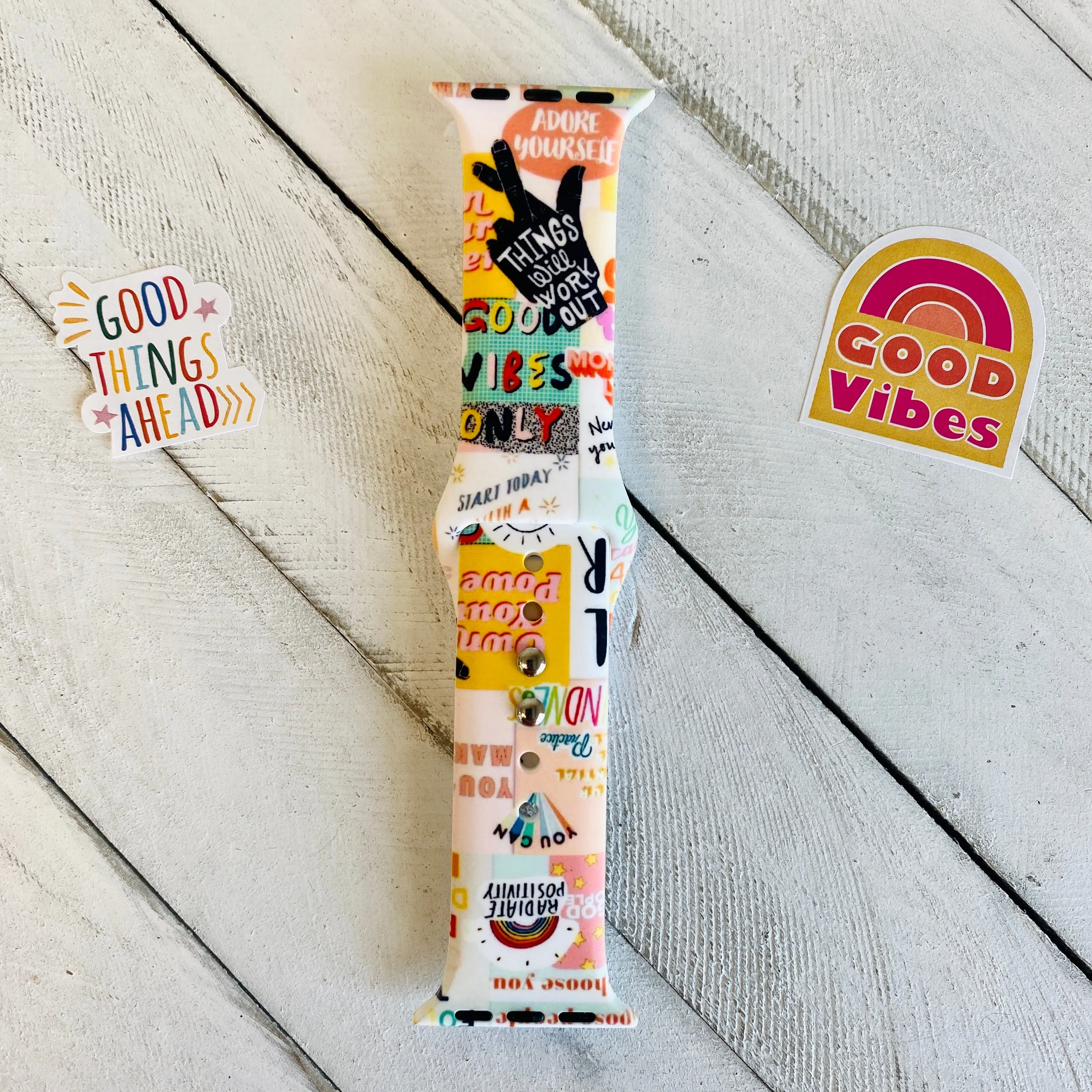 Good Vibes Print Silicone Band For Apple Watch