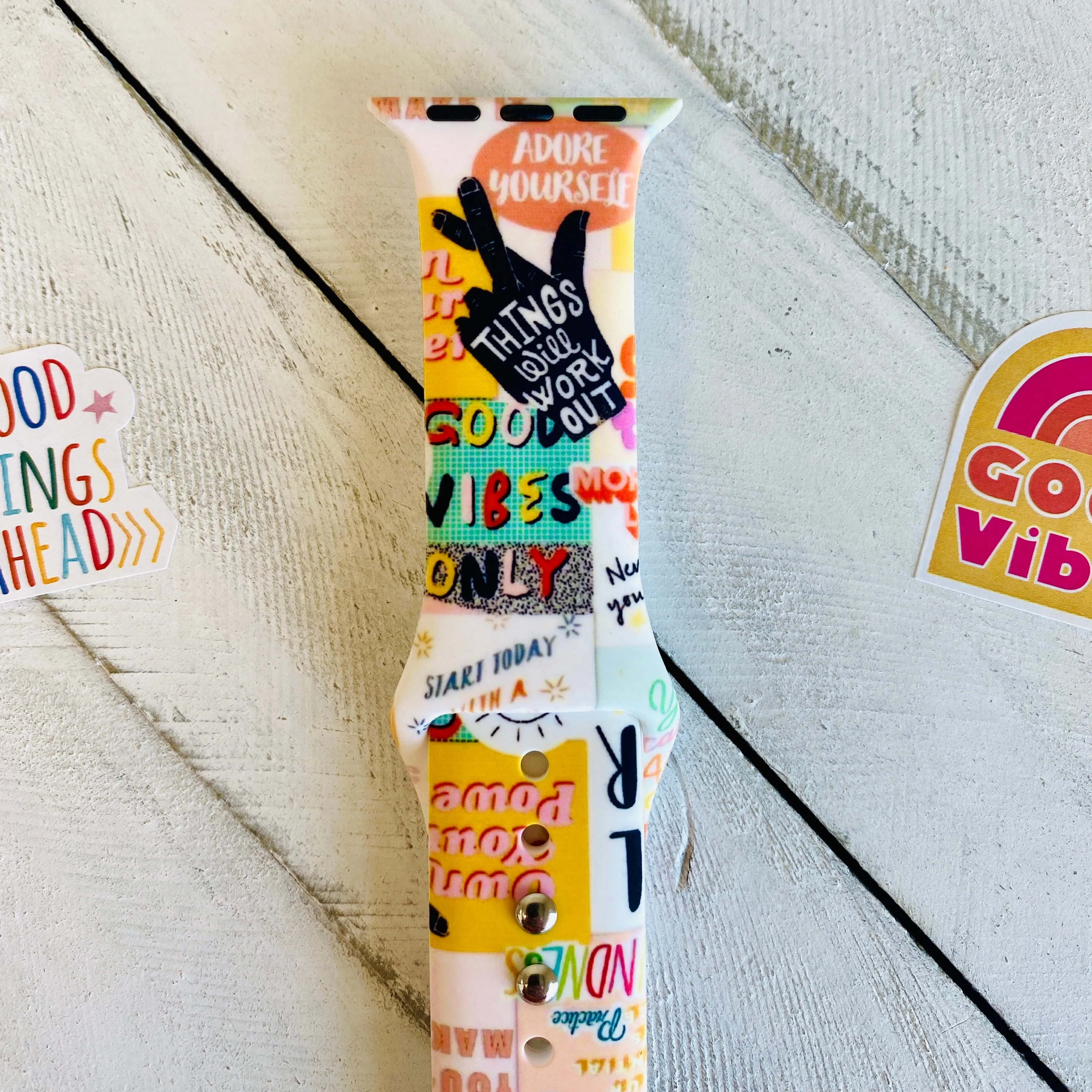 Good Vibes Print Silicone Band For Apple Watch