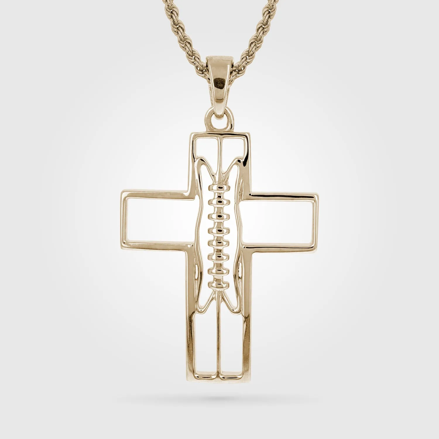 Gridiron Football Cross Necklace | Gold