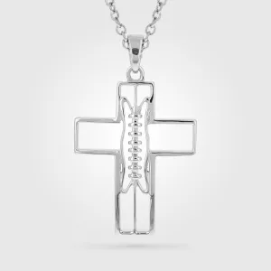 Gridiron Football Cross Necklace | Sterling Silver