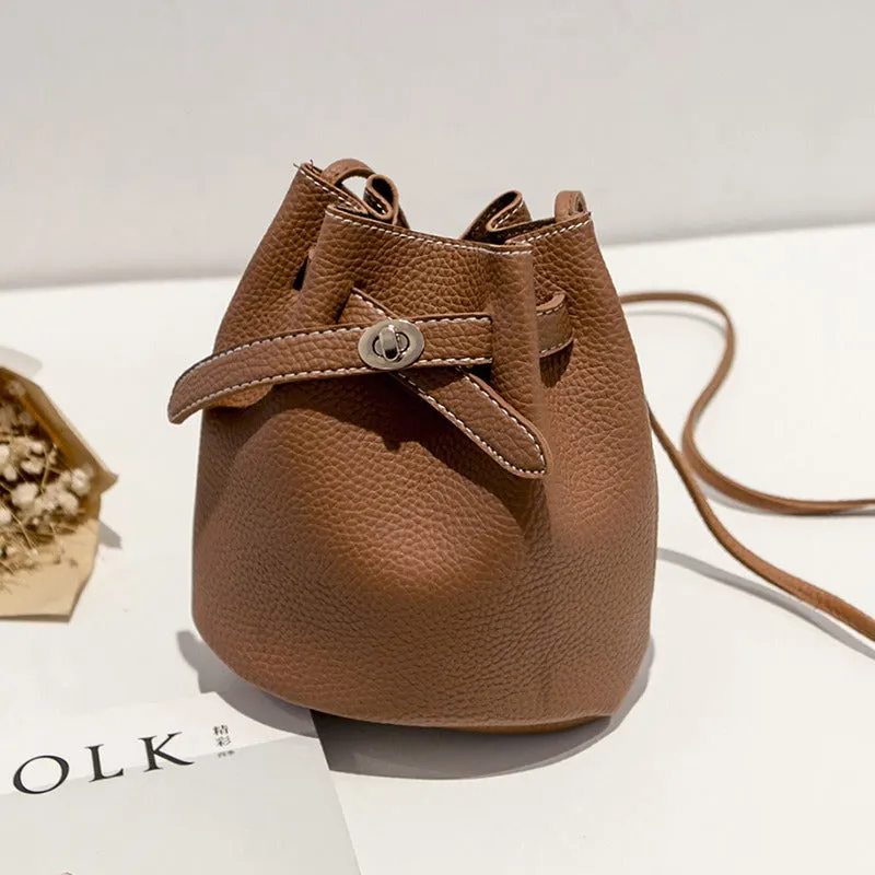 Guangzhou supply 2024 new simple bucket bag wide-band lock small bag Korean version casual solid color single shoulder