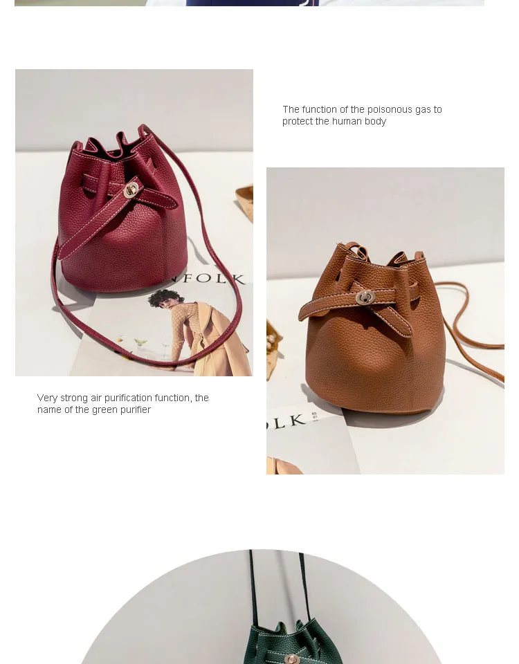 Guangzhou supply 2024 new simple bucket bag wide-band lock small bag Korean version casual solid color single shoulder