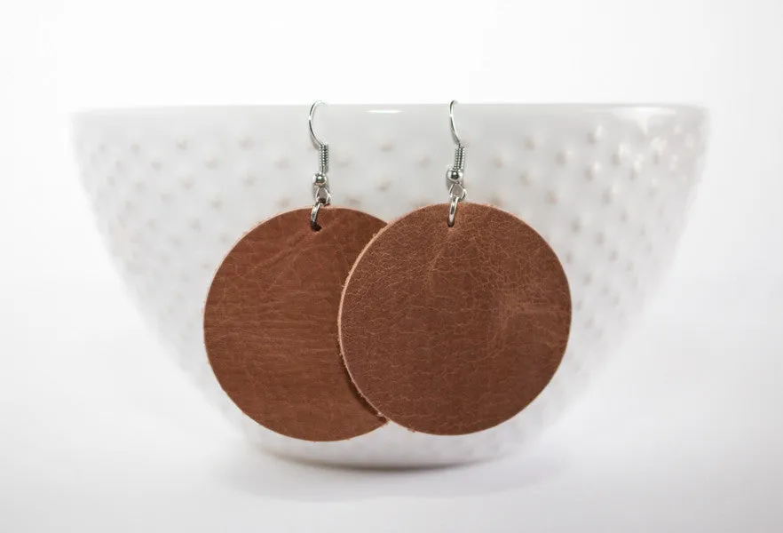 Leather Circle Earrings | 19 Colors