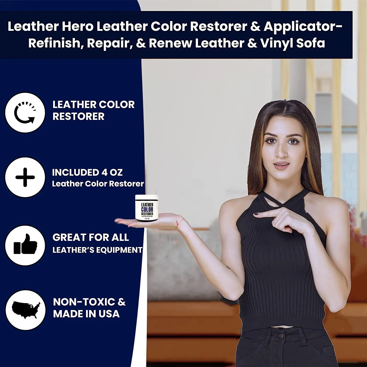 Leather Color Restorer & Refinish Repair Touch Up Leather Dye Leather Hero 2oz