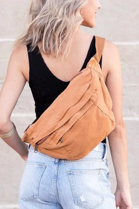 London Oversized Canvas Crescent Sling Bag