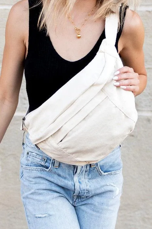 London Oversized Canvas Crescent Sling Bag