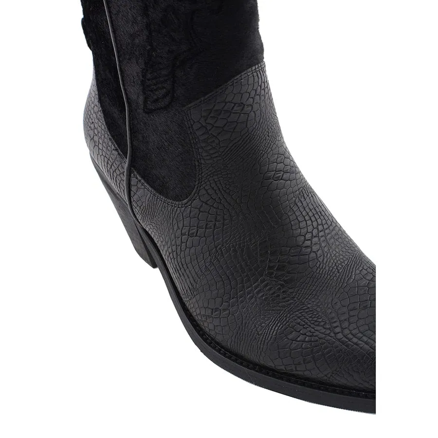 MBL9441-Women Western Boot w/ Black Snake Print