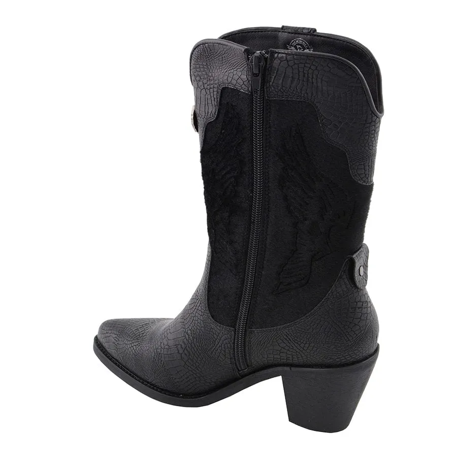 MBL9441-Women Western Boot w/ Black Snake Print