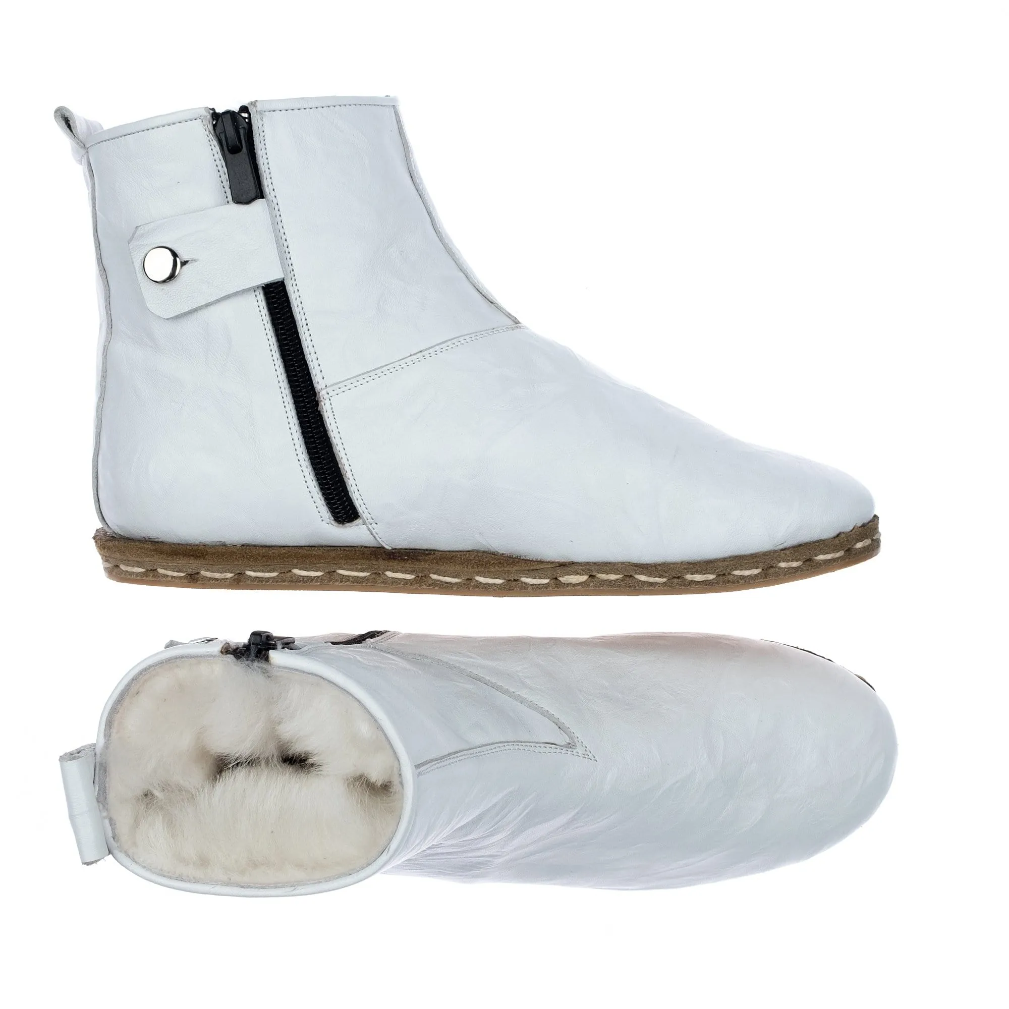 Men's White Shearling Boots