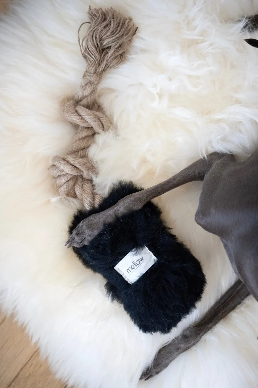 Natural Sheepskin Dog Tug Toy - Black