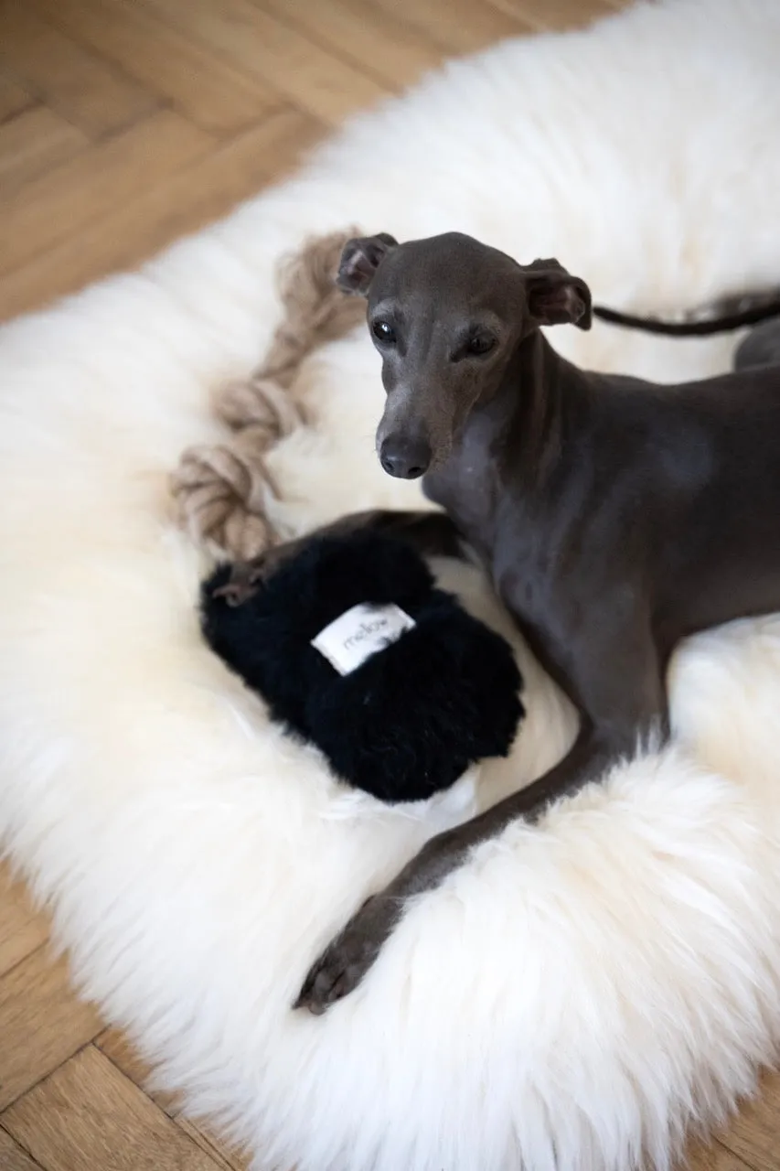 Natural Sheepskin Dog Tug Toy - Black