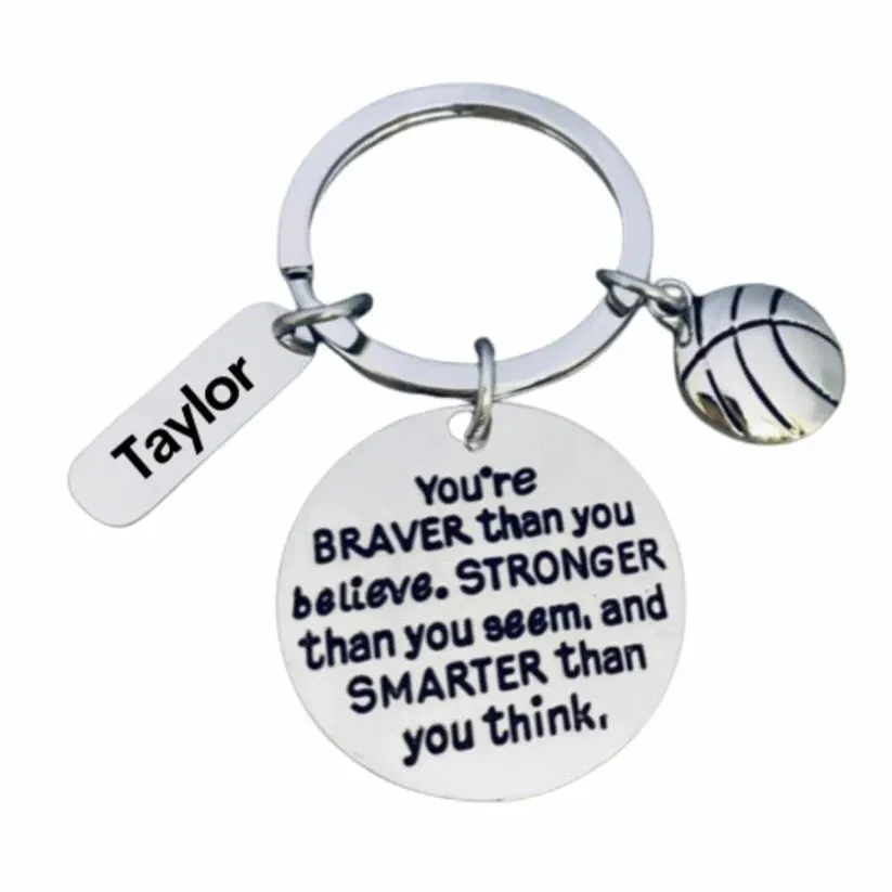 Personalized Basketball Keychain with Inspirational Charms