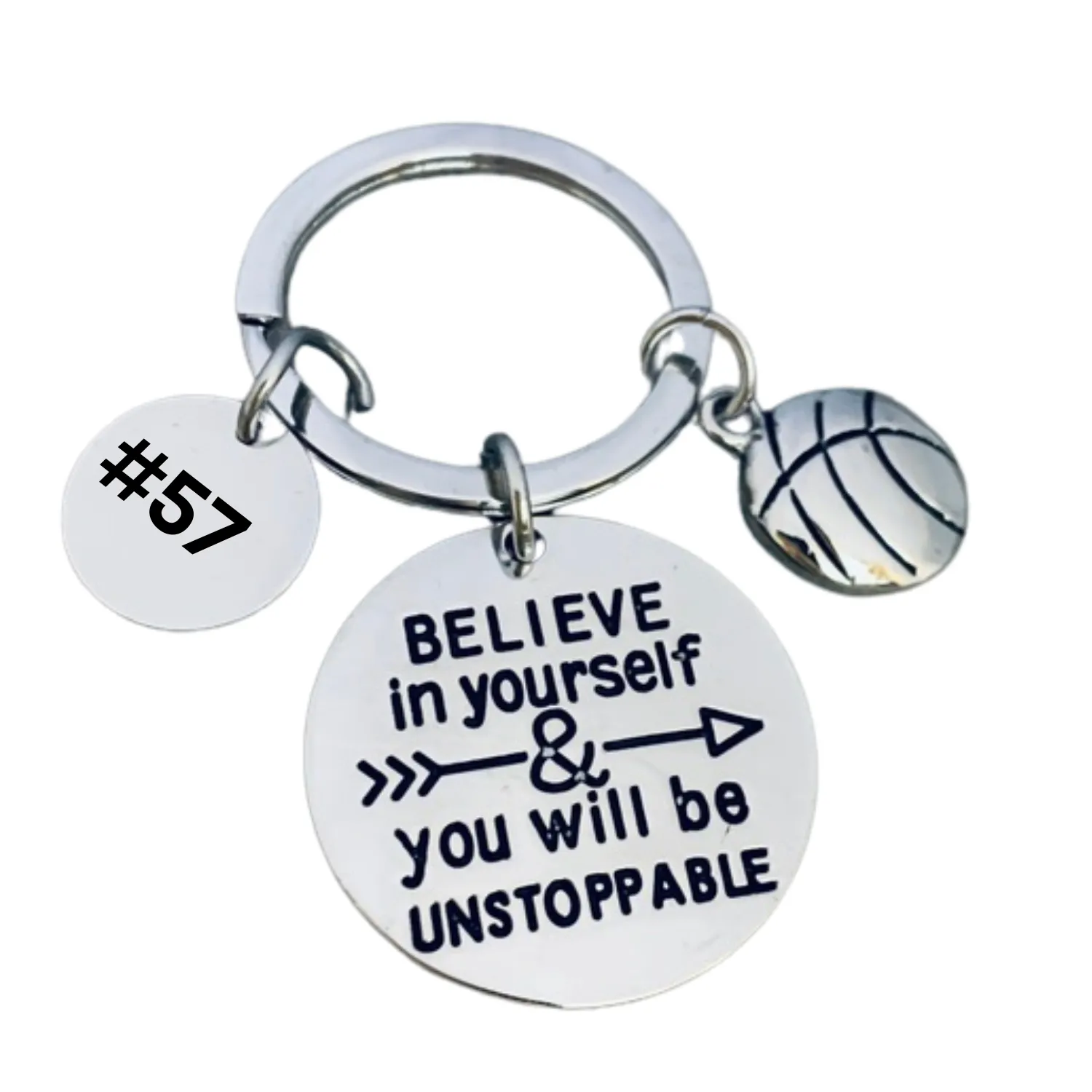 Personalized Basketball Keychain with Inspirational Charms