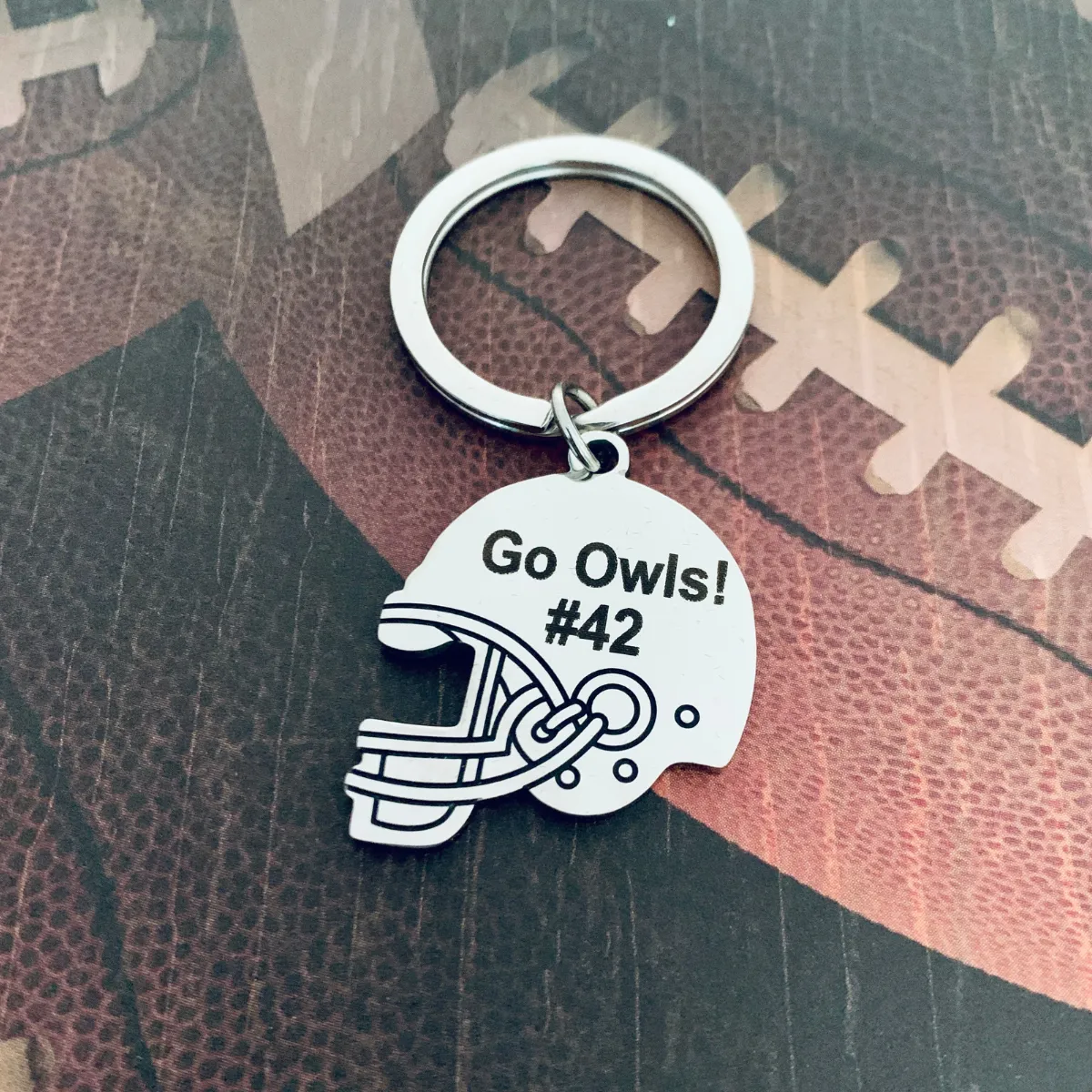 Personalized Engraved Football Helmet Keychain