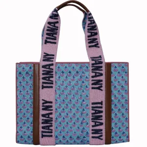 Personalized Name Block Print Tote with Beaded Handle (Made to Order)