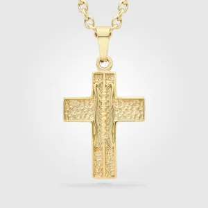 Pigskin Football Cross Necklace | Gold Stainless Steel