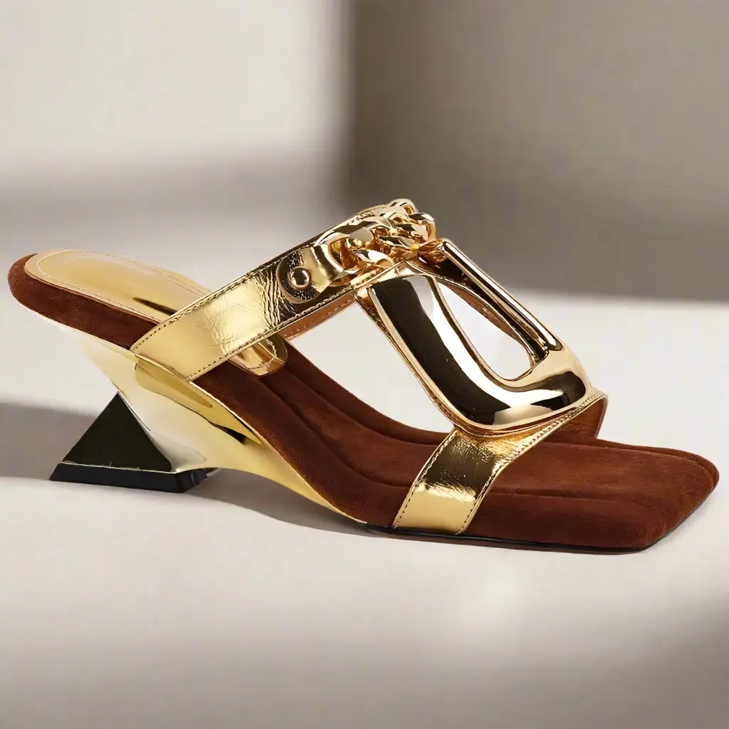 Praise Gold Open Toe Sandals