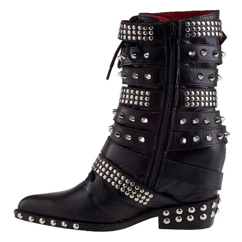 Pre Order:  Belt Buckle Studded Ankle Boots