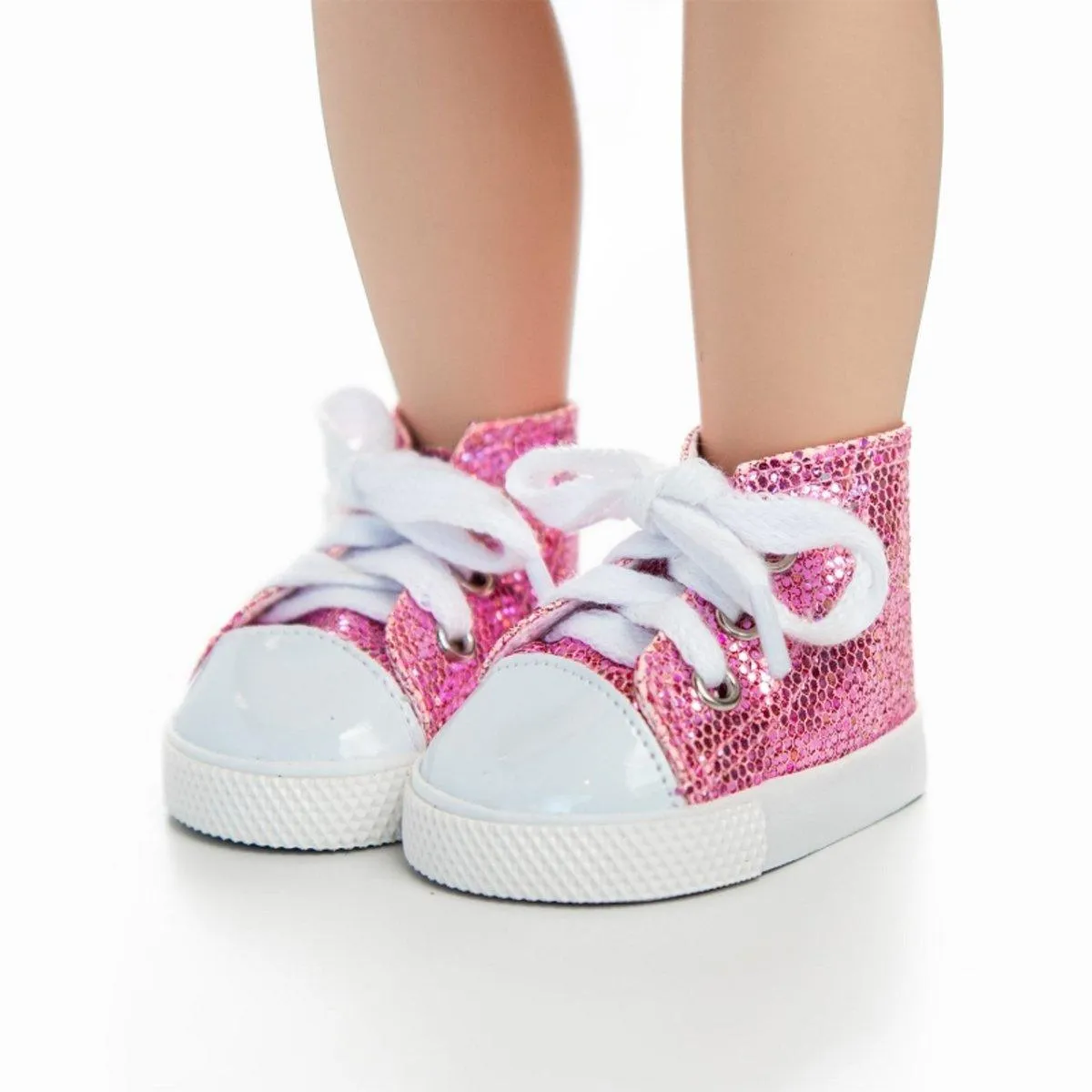 Queen's Treasures Sparkly Pink Sneakers and Shoe Box for 18" Dolls